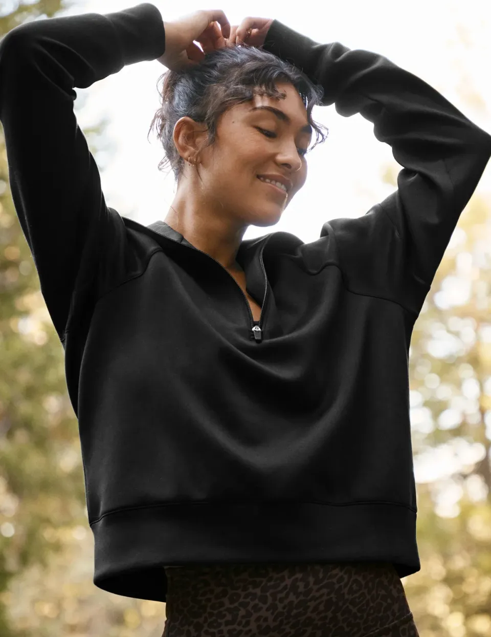 Beyond Yoga In The Flow 1/4 Zip tröja Svart polokrage