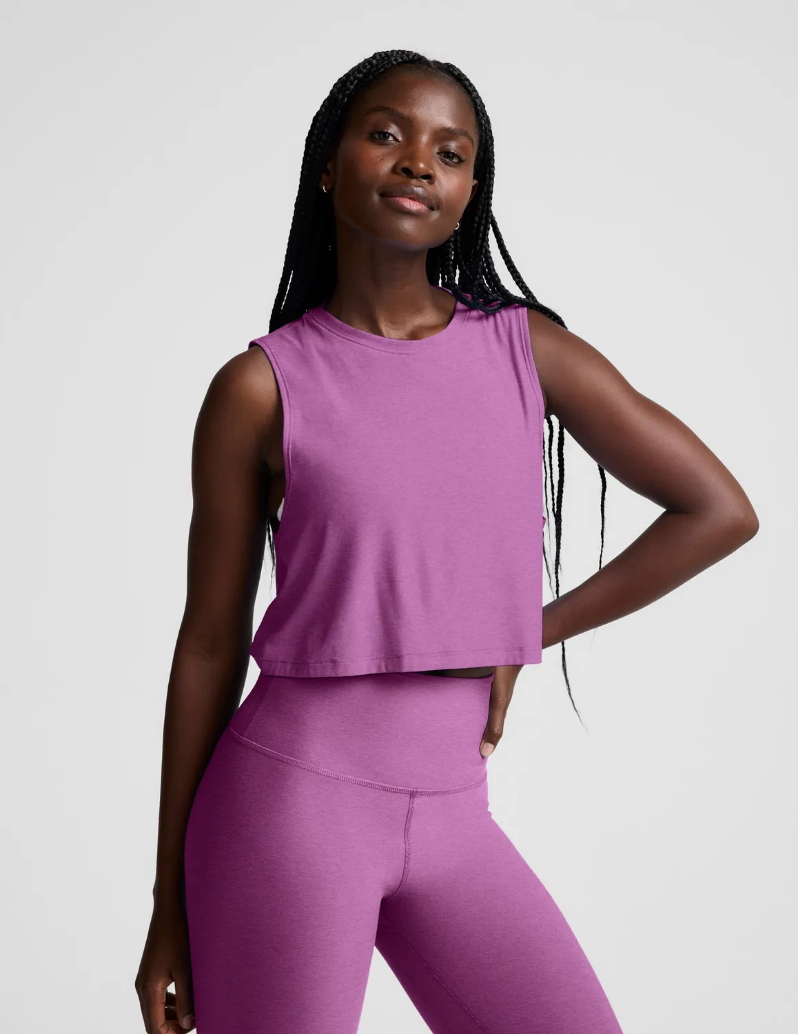 Beyond Yoga Featherweight Minimal Cropped Tank Fun Fuchsia mjuk