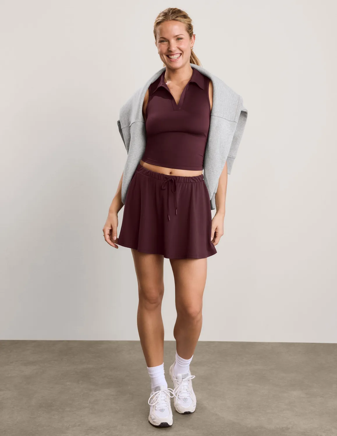 Beyond Yoga Sport Active Drawcord Mini Skirt kjol Cabernet shorts