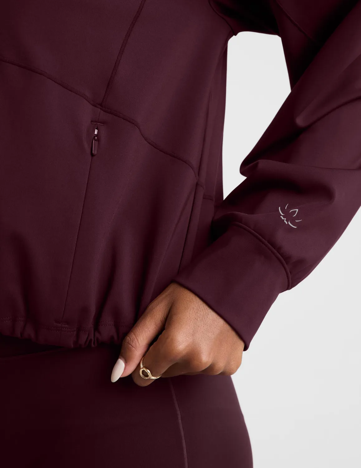 Beyond Yoga Pacer Fleece-Backed Hoodie huvtröja Cabernet borstad