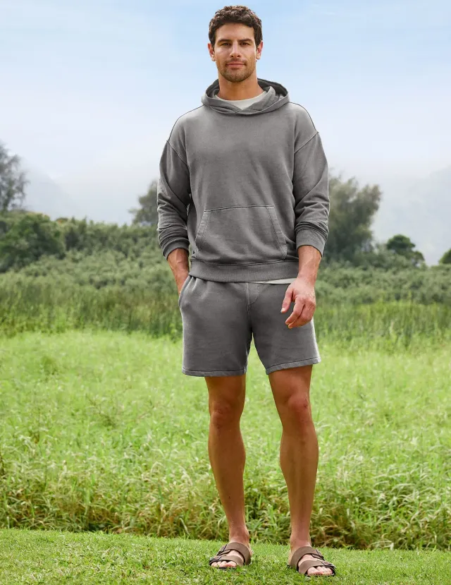Beyond Yoga Beach Washed Terry herrshorts Black Ash bomull