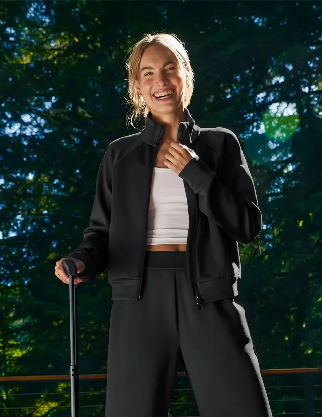 Beyond Yoga In The Flow Bomber bomberjacka Svart med fickor