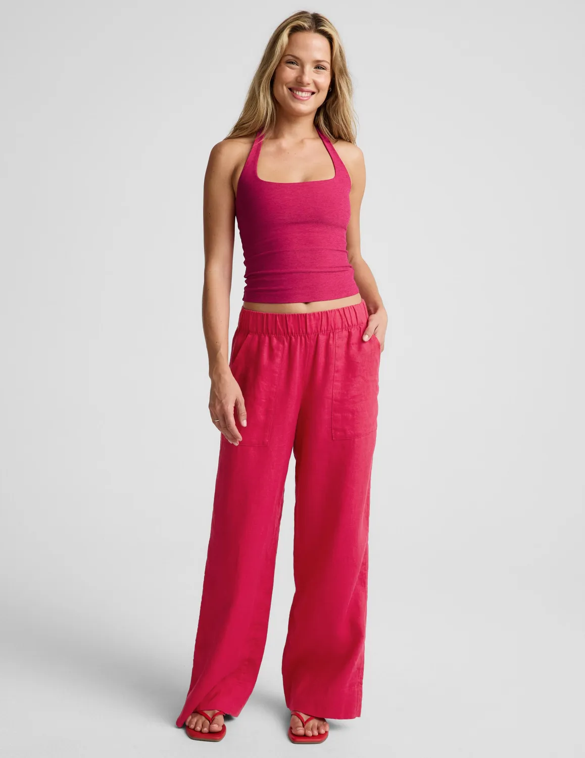 Beyond Yoga Spacedye Square Halter Tank linne bärrod med bh