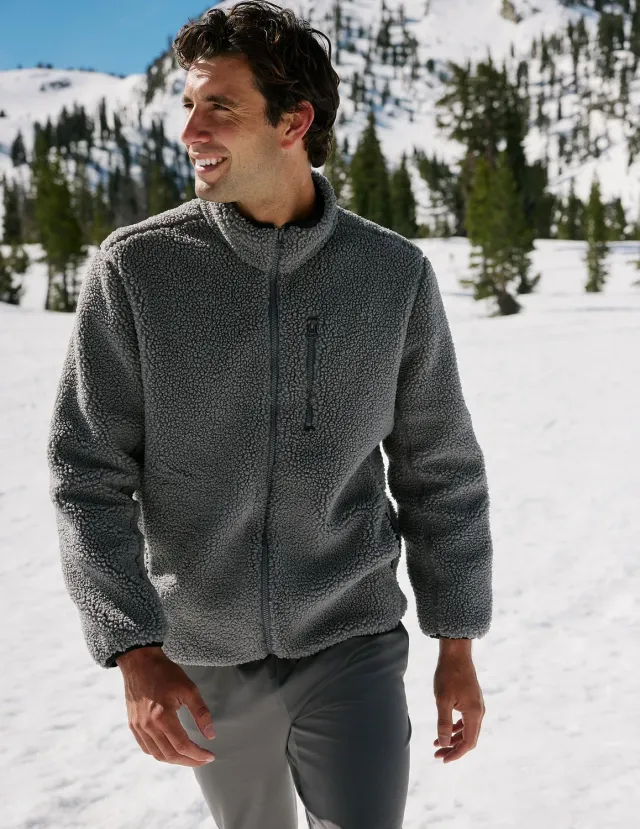 Beyond Yoga Boucle Fleece zipjacka Shadow Gray varm