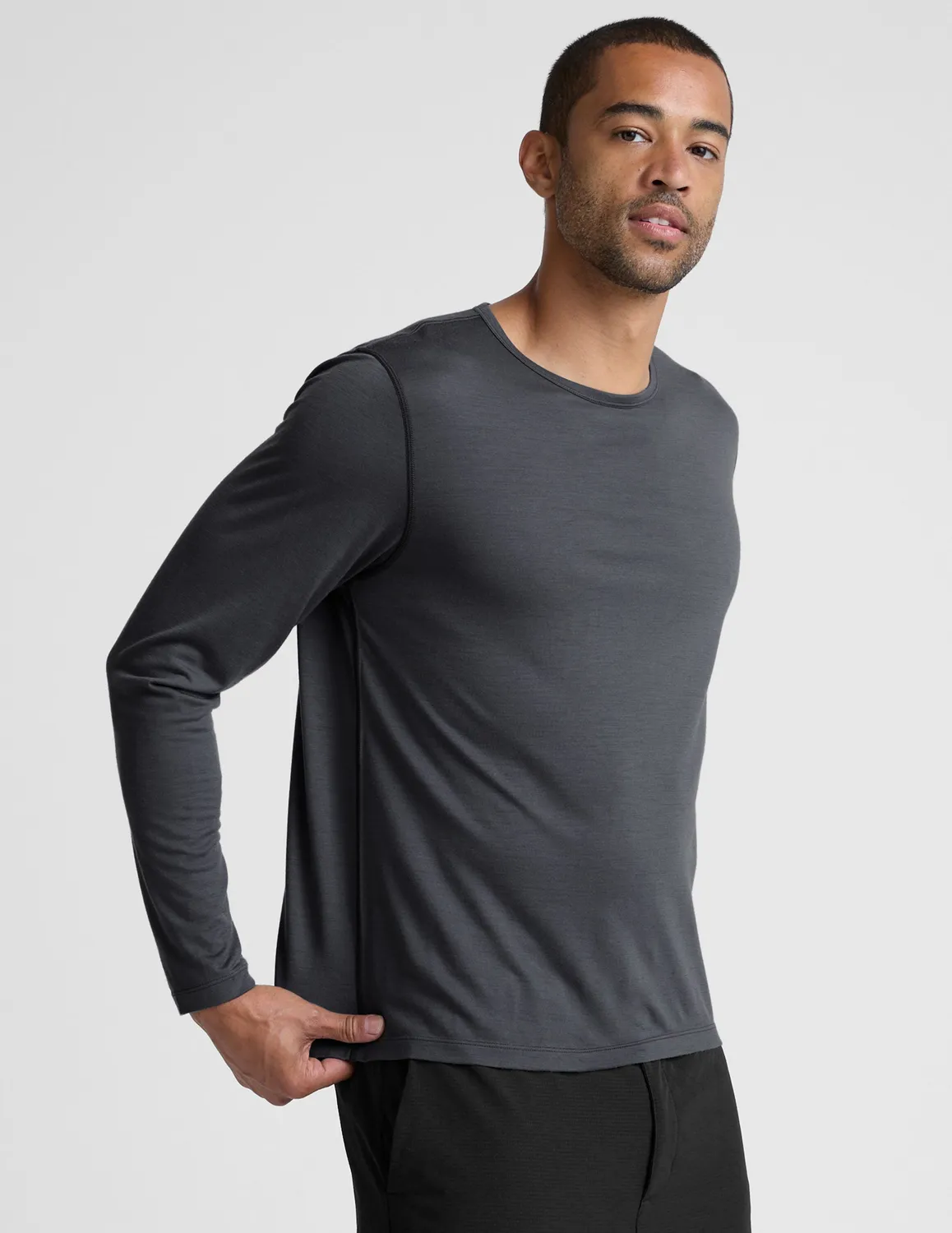 Beyond Yoga Merino Wool Men's Long Sleeve Crew tröja Obsidian Slate