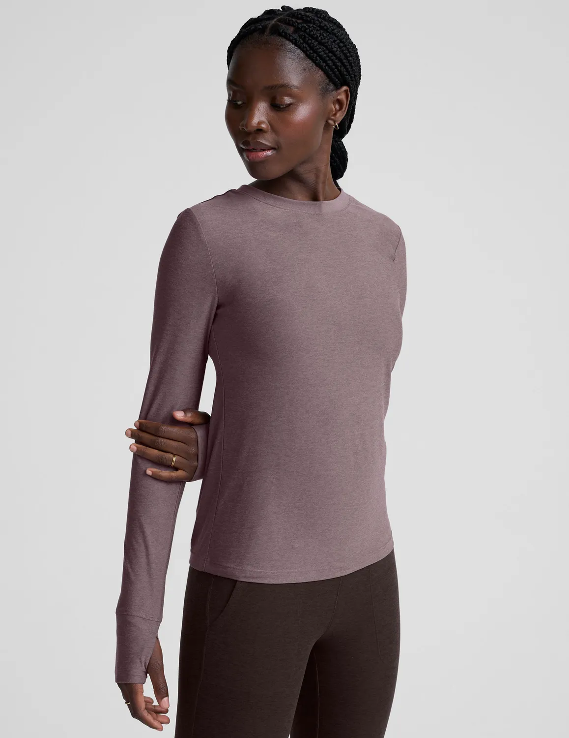 Beyond Yoga Featherweight Select Long Sleeve Crew tröja Violet lätt