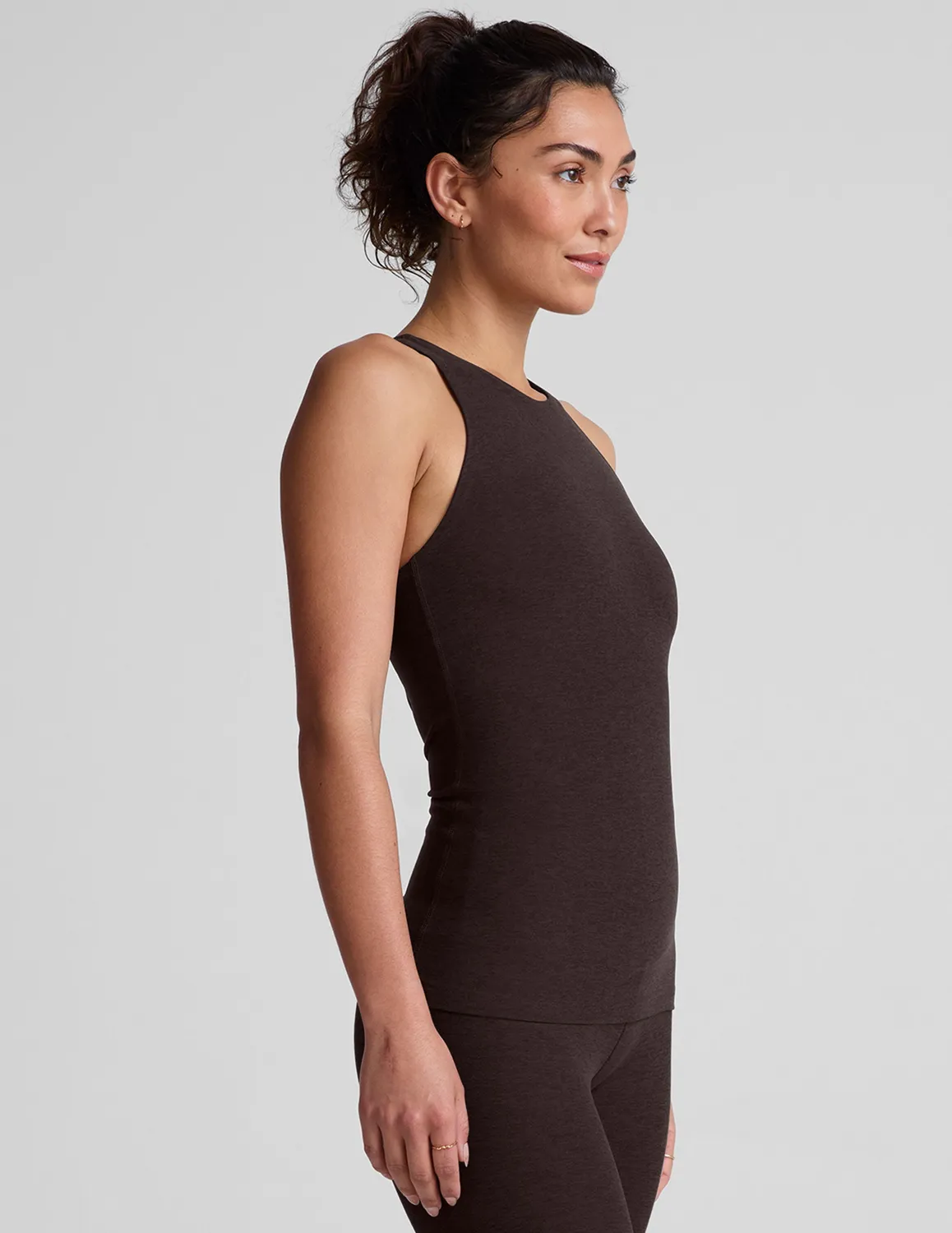 Beyond Yoga Spacedye Refocus Tank linne Dark Chocolate med bh