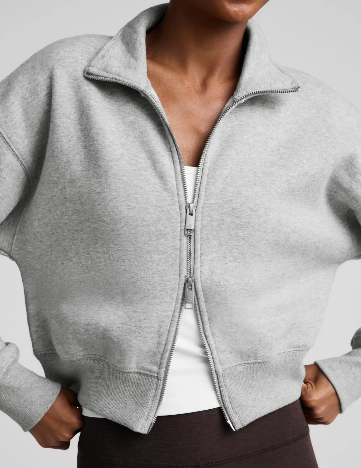 Beyond Yoga LuxeFleece 2.0 Double Zip Jacket Jacka Heather Gray