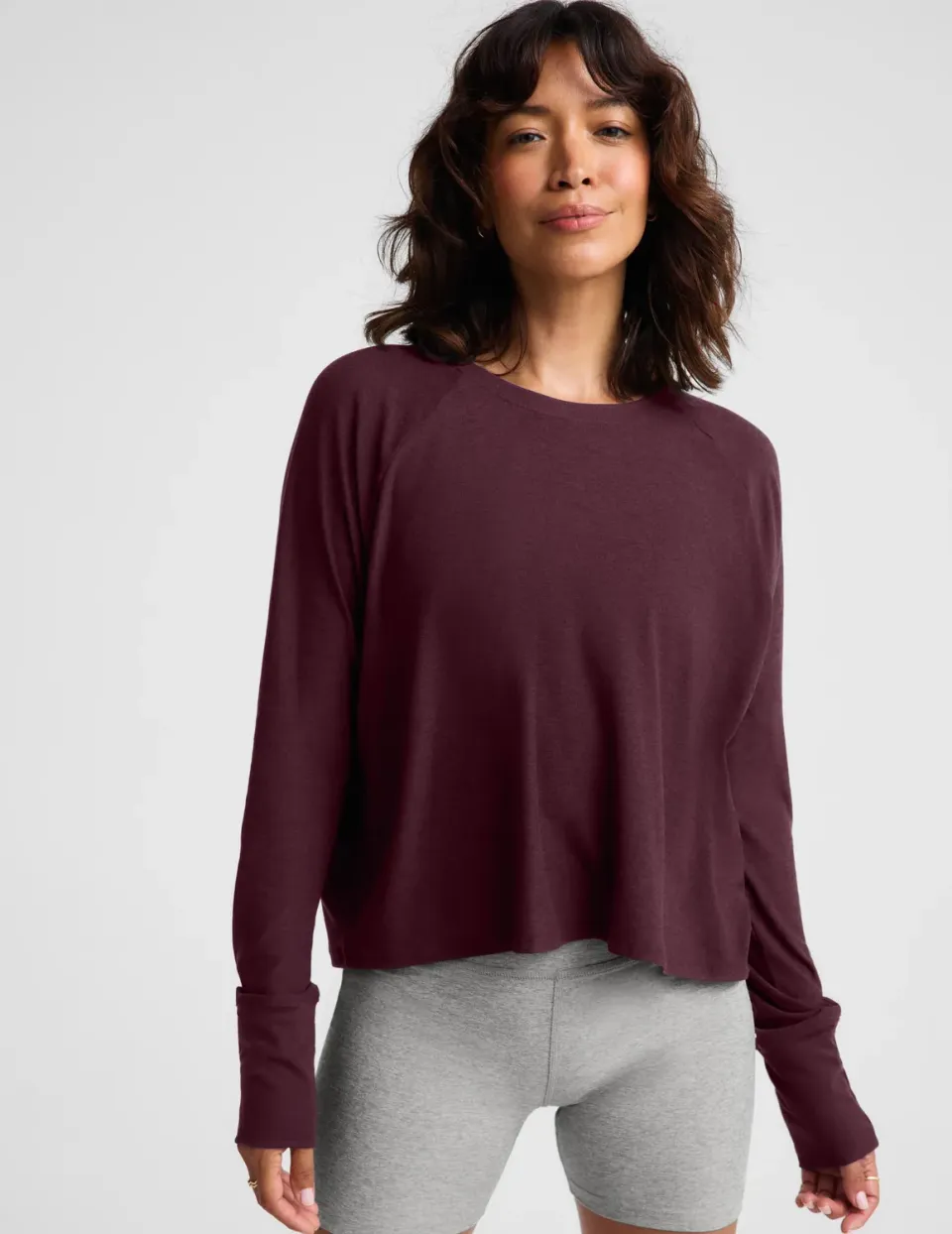 Beyond Yoga Featherweight Daydreamer Pullover långärmad tröja cabernet mjuk