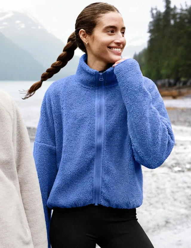 Beyond Yoga Unity Zip Jacket fleecetröja Mineral Blue blå