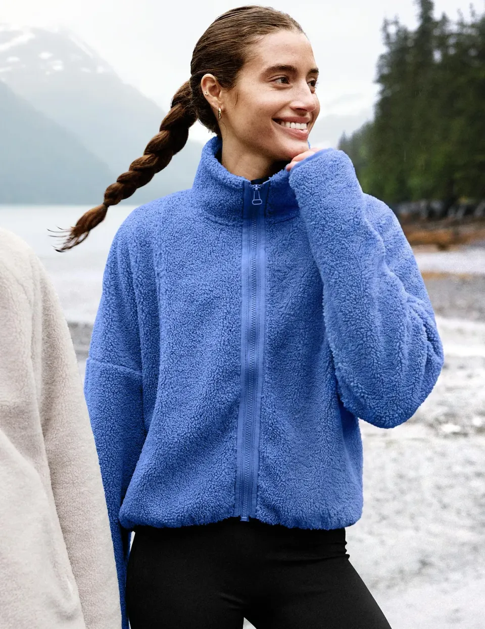 Beyond Yoga Unity Zip Jacket fleecetröja Mineral Blue blå