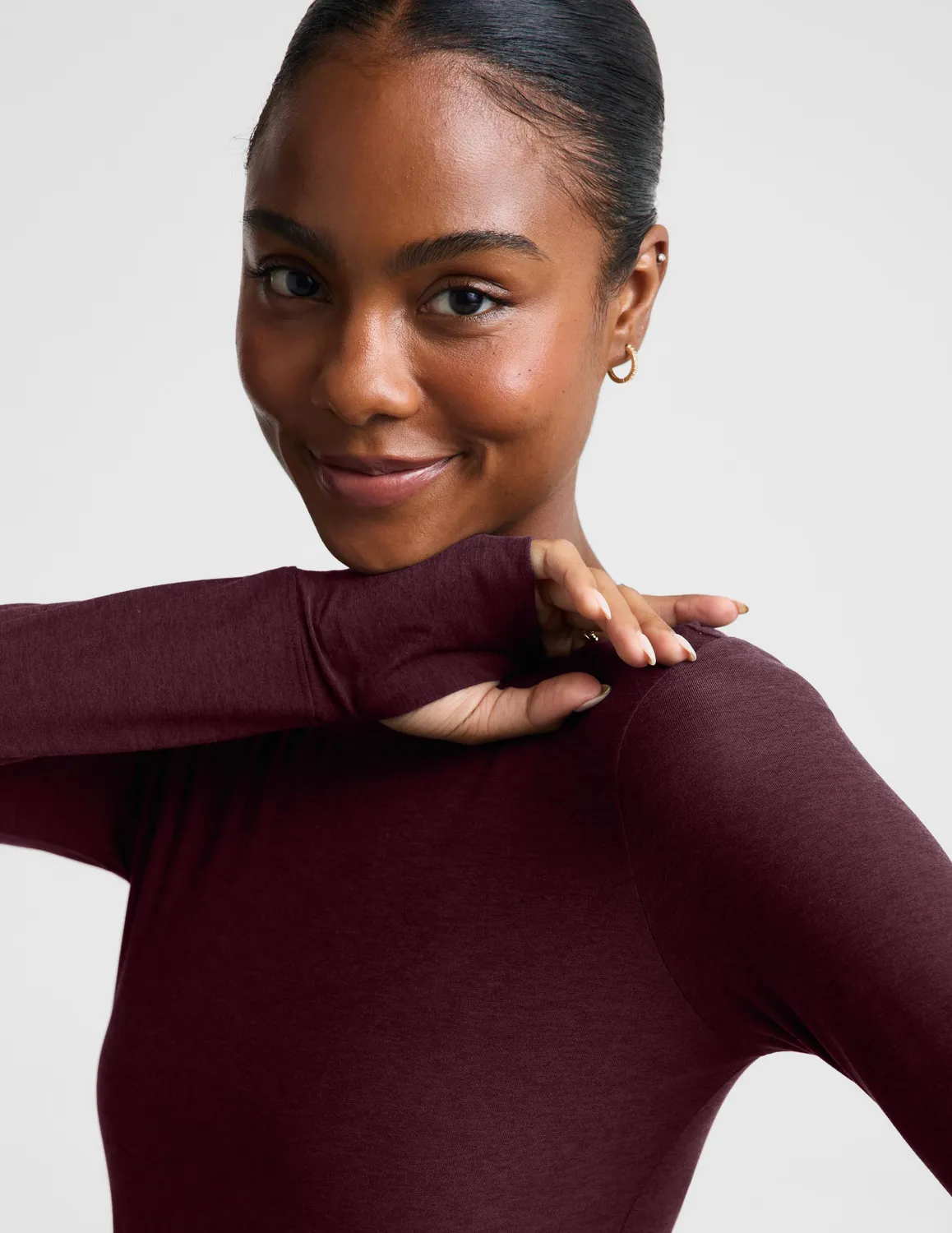 Beyond Yoga Featherweight Select Long Sleeve Crew träningströja vinröd