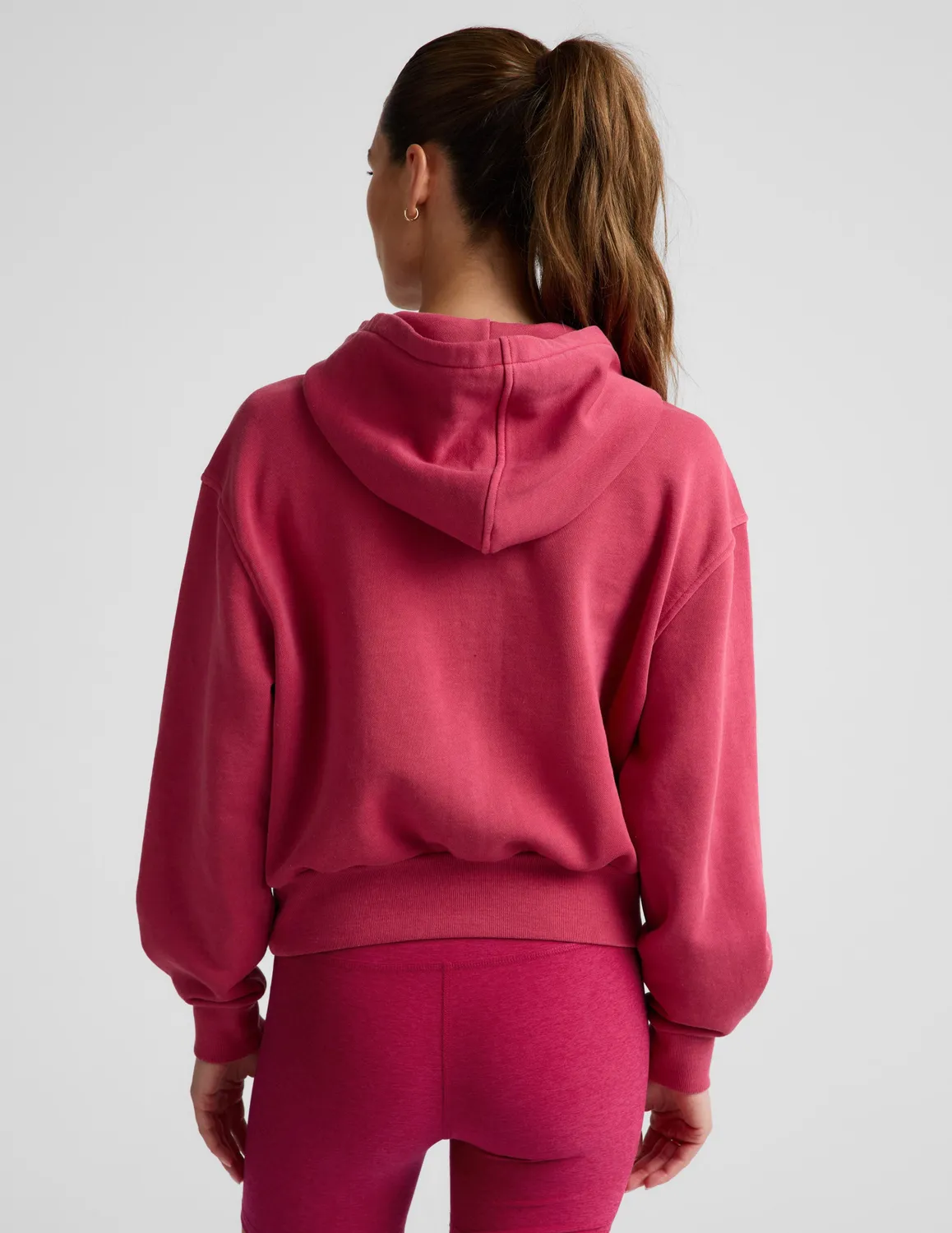 Beyond Yoga Fade Out Full Zip Hoodie luvtröja washed berry red relaxed fit