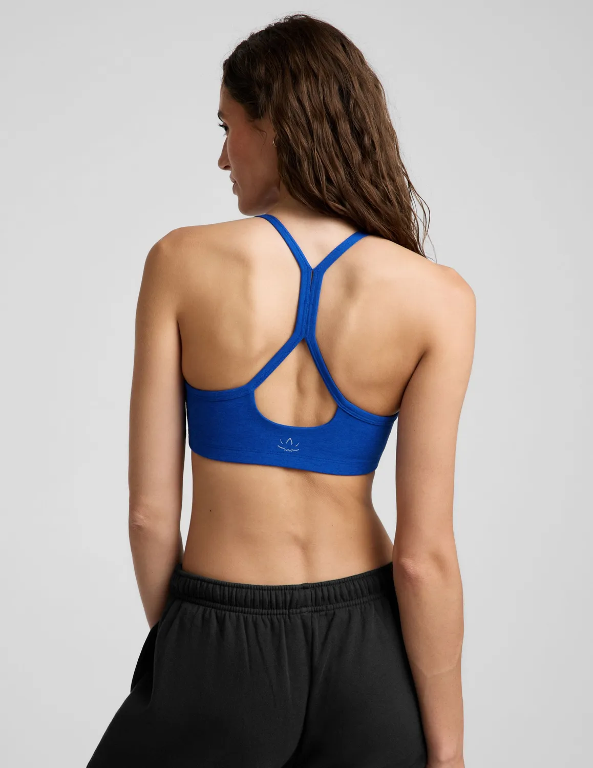Beyond Yoga Spacedye Slim Racerback sport-bh Ultra Blue Heather mellanstöd