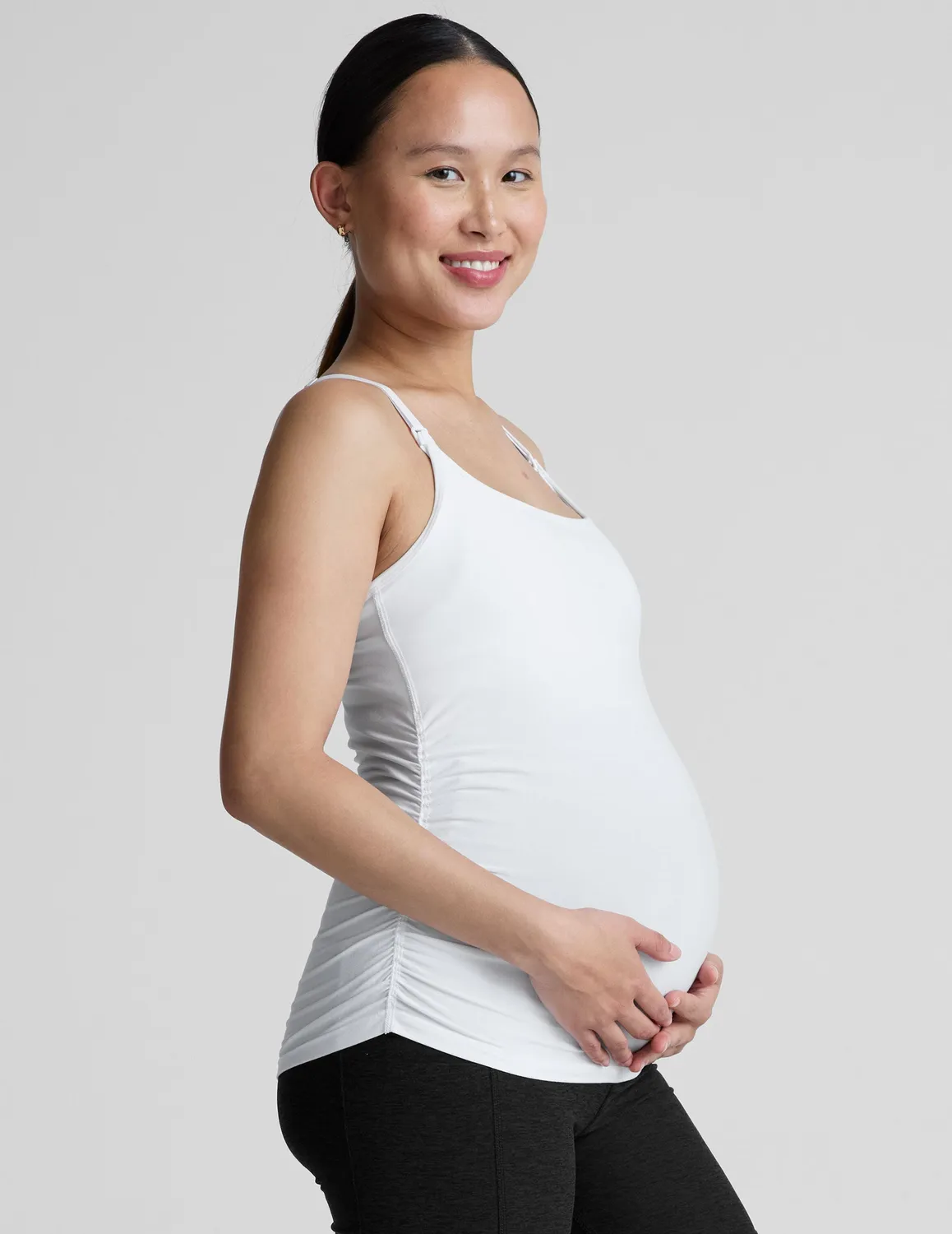 Beyond Yoga Spacedye Keep It Simple Nursing Tank amningslinne Cloud White lång