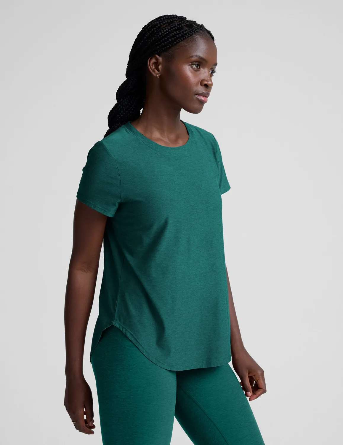 Beyond Yoga Featherweight On The Down Low T-shirt Teal Sea Heather sval