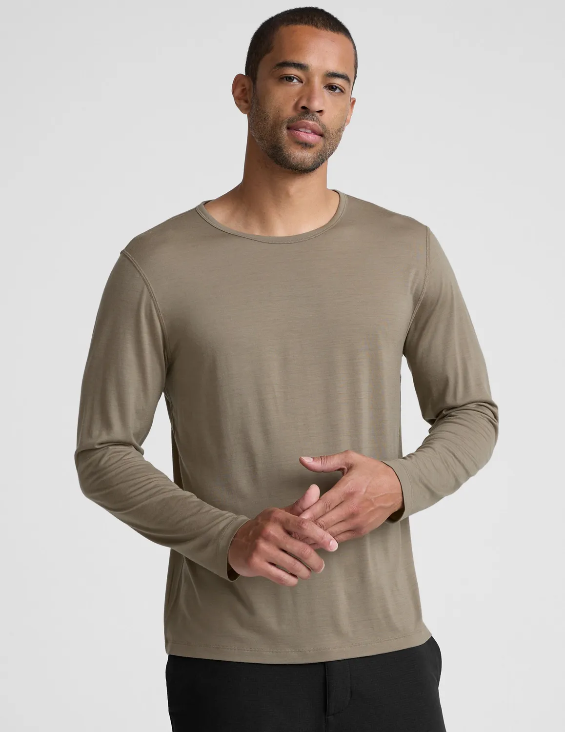 Beyond Yoga Merino Wool Men's Long Sleeve Crew tröja Mushroom