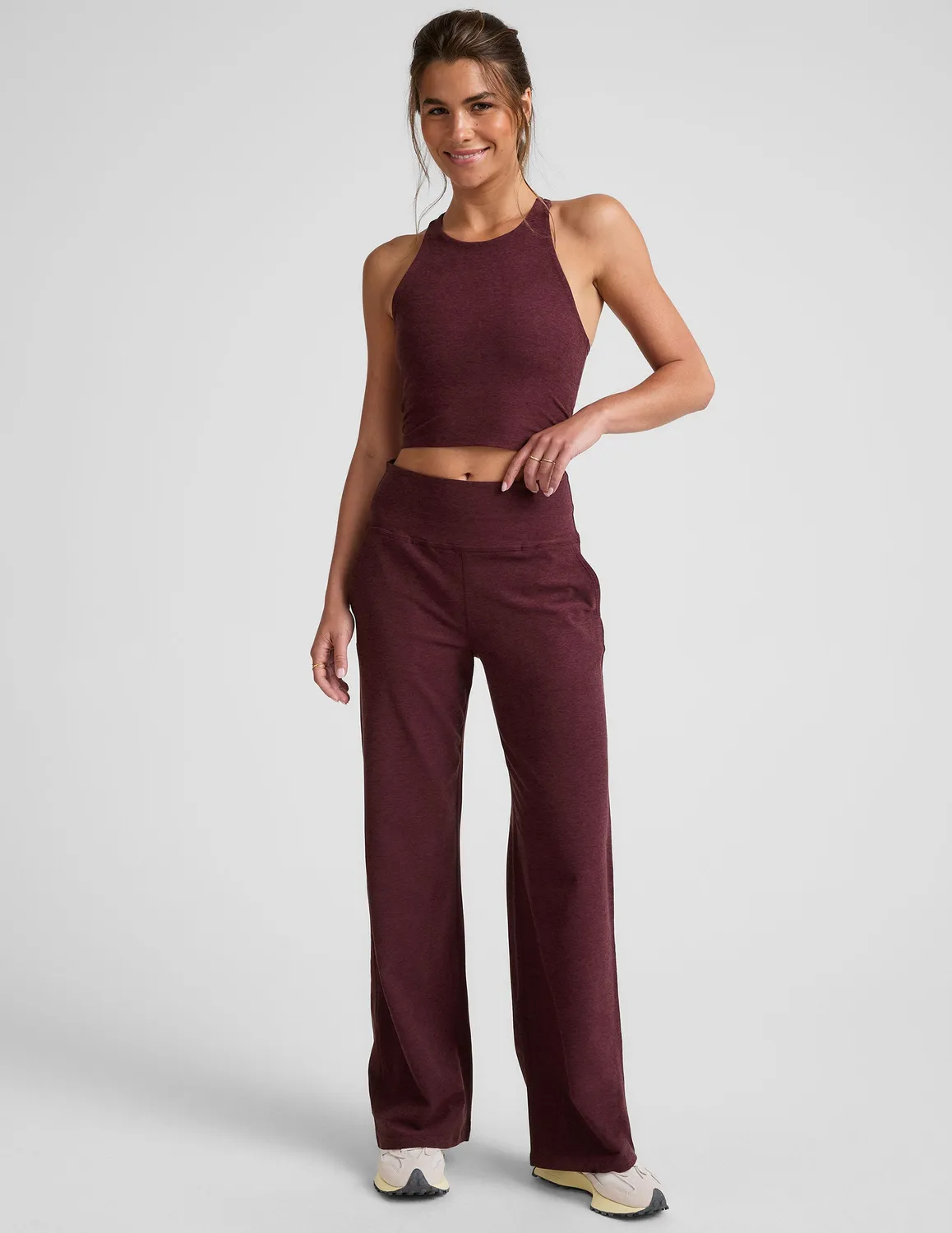 Beyond Yoga Spacedye Refocus Cropped Tank topp Midnight Burgundy inbyggd bh
