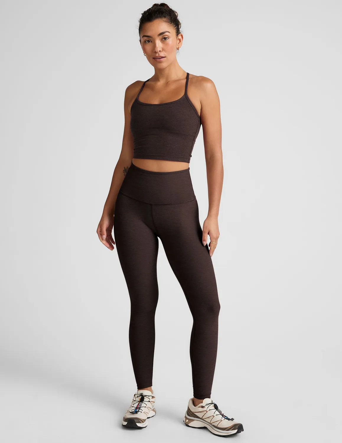 Beyond Yoga Spacedye Slim Racerback Cropped Tank linne Dark Chocolate