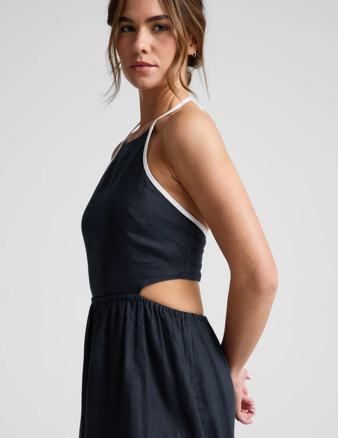 Beyond Yoga SoftWash Linen Halter maxiklänning marinblå