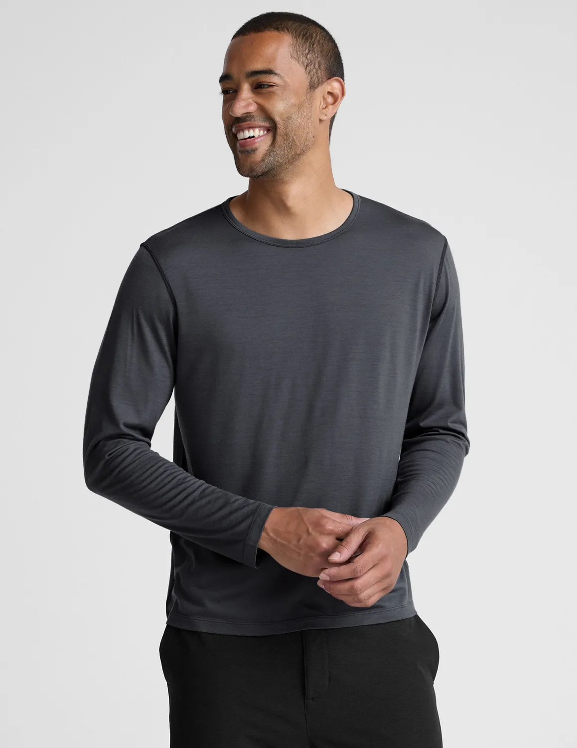 Beyond Yoga Merino Wool Men's Long Sleeve Crew tröja Obsidian Slate