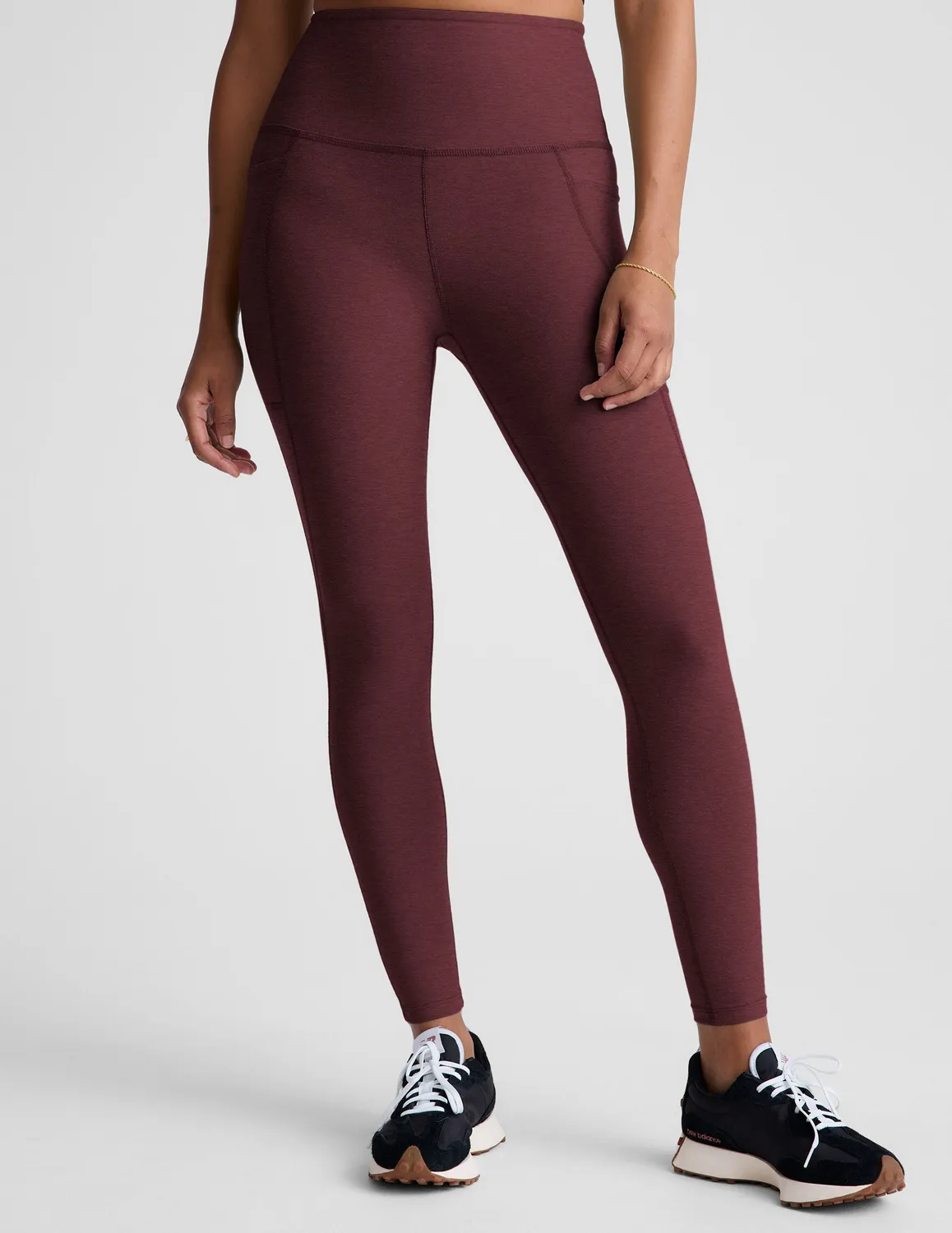 Beyond Yoga Spacedye Out Of Pocket High Waisted Midi Legging Midnight Burgundy Heather