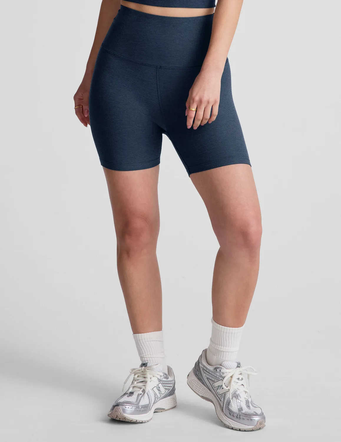 Beyond Yoga Spacedye Keep Pace 5 shorts Nocturnal Navy