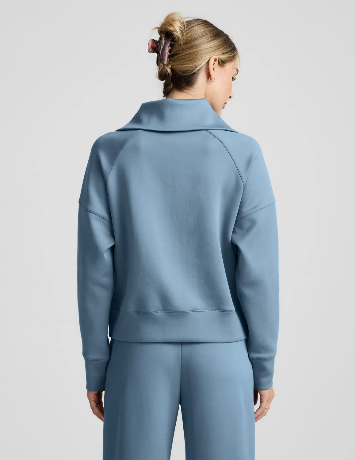 Beyond Yoga In the Flow 1/4 Zip Pullover Tröja Lunar Blue