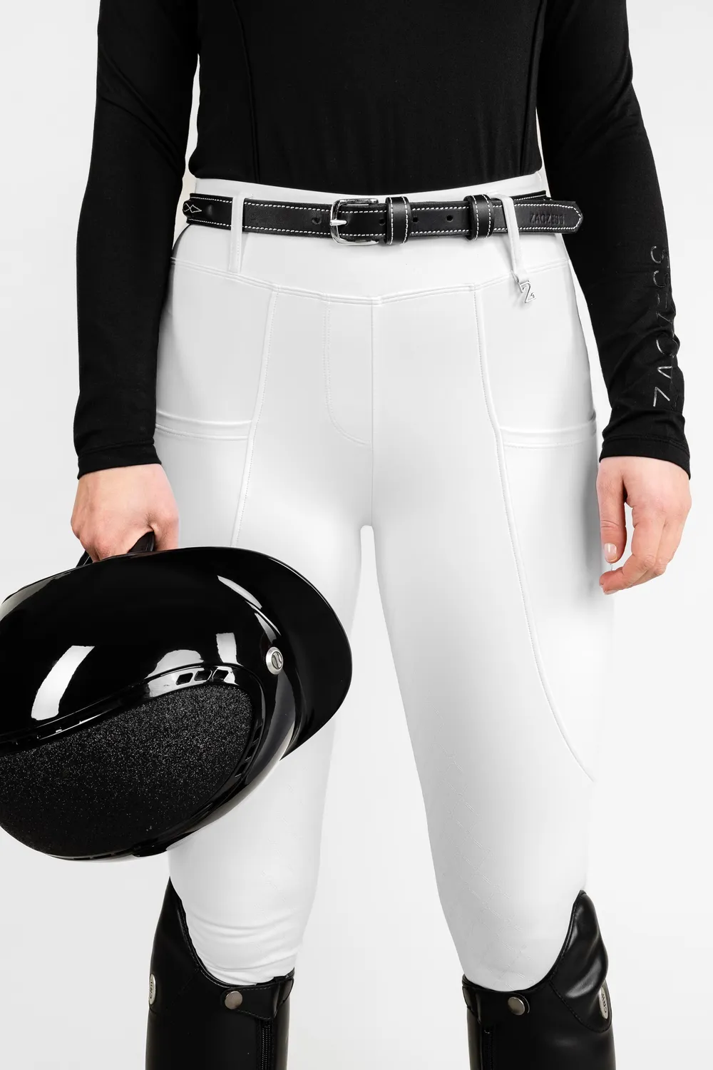 ZacZess London Hybrid ridleggings white hög midja