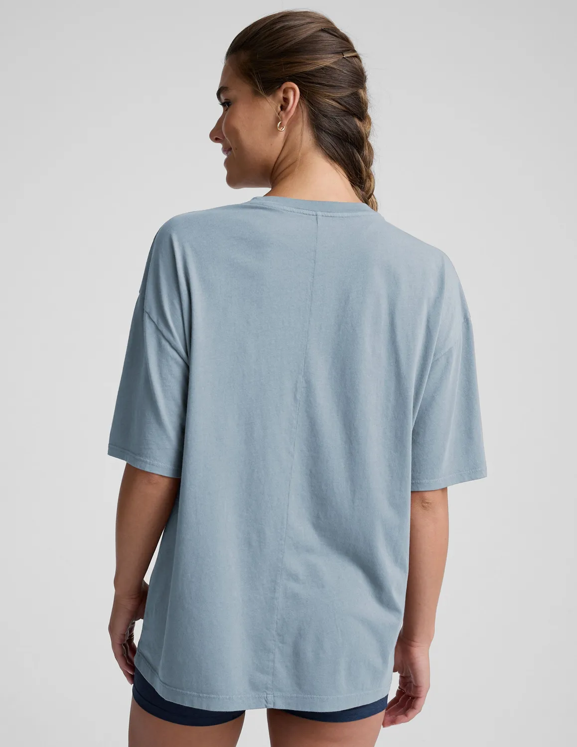 Beyond Yoga Oversized Cotton Tee t-shirt Chambray blå bomull