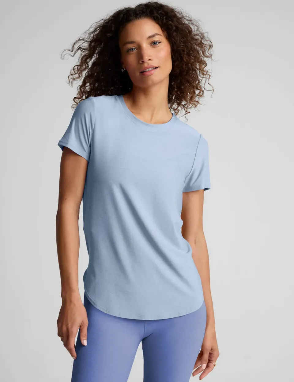 Beyond Yoga Featherweight On The Down Low Tee t-shirt Blue Zen Heather relaxed
