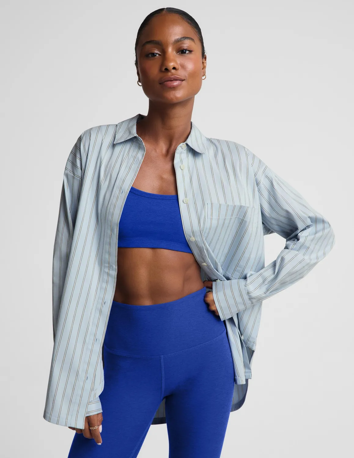 Beyond Yoga Forever Favorite skjorta Cloud Drift Stripe oversize