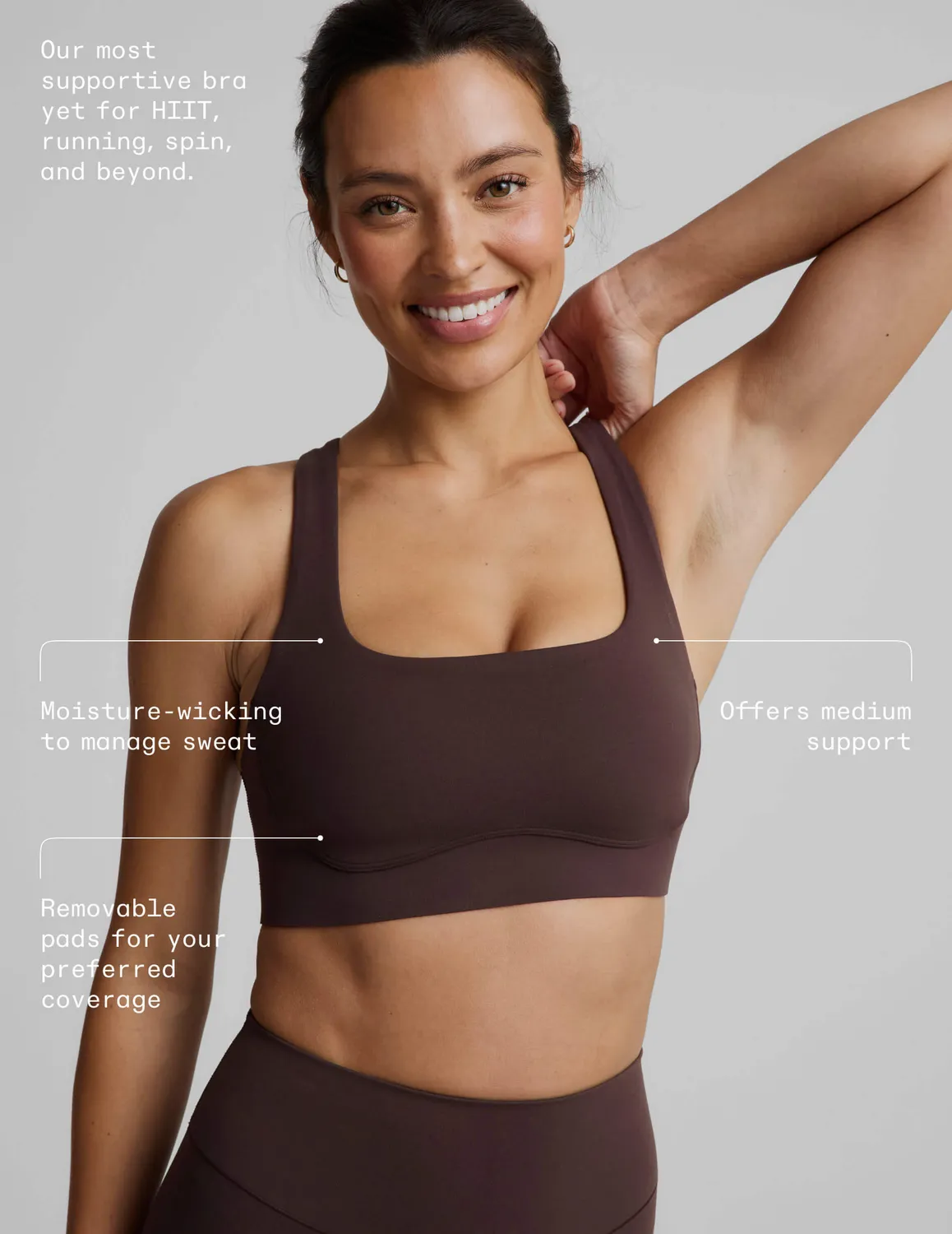 Beyond Yoga Glowzone Medium Impact sport-bh Cocoa Plum medelstöd