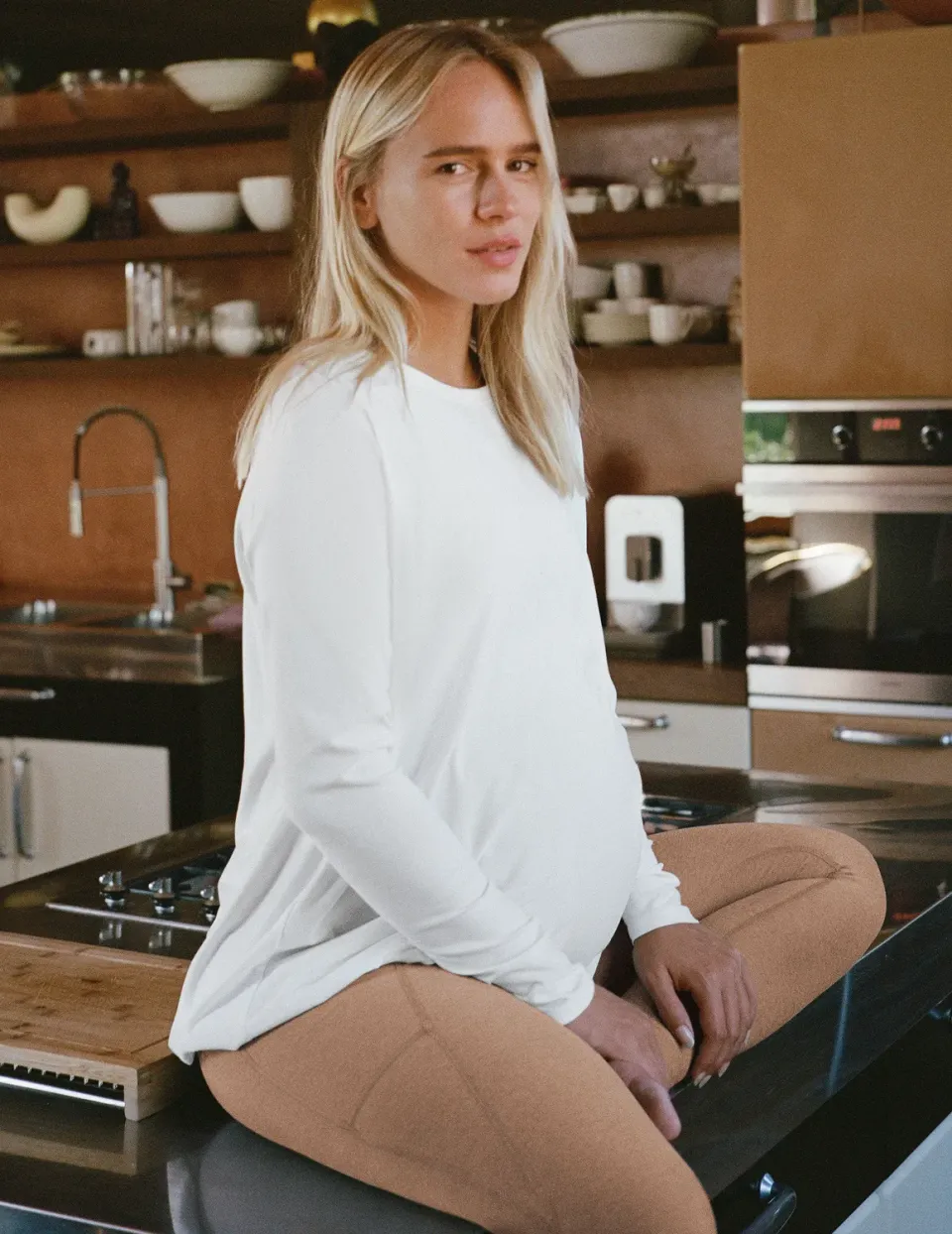 Beyond Yoga Featherweight mammalångärmad topp vit