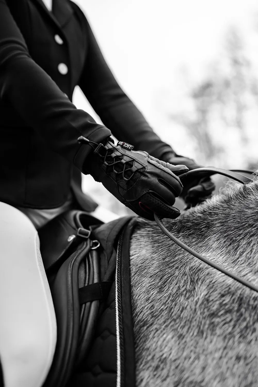 Equin Supreme Fit ridhandske svart getläder touchscreen