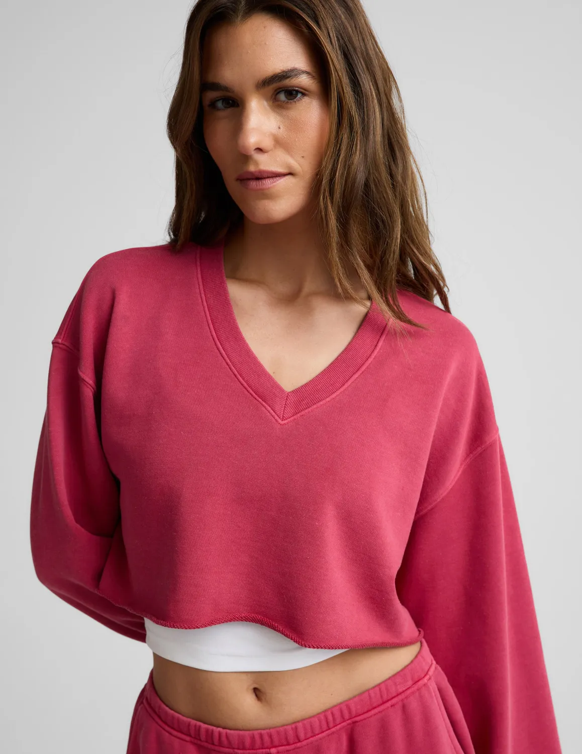 Beyond Yoga Fade Out sweatshirt röd croppad