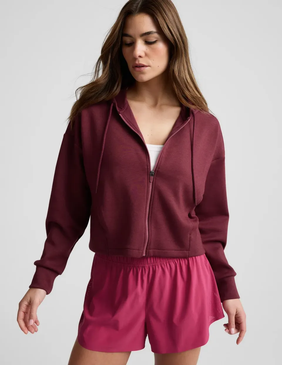 Beyond Yoga SoftSpring Full Zip Hooded Jacket hoodie vinröd