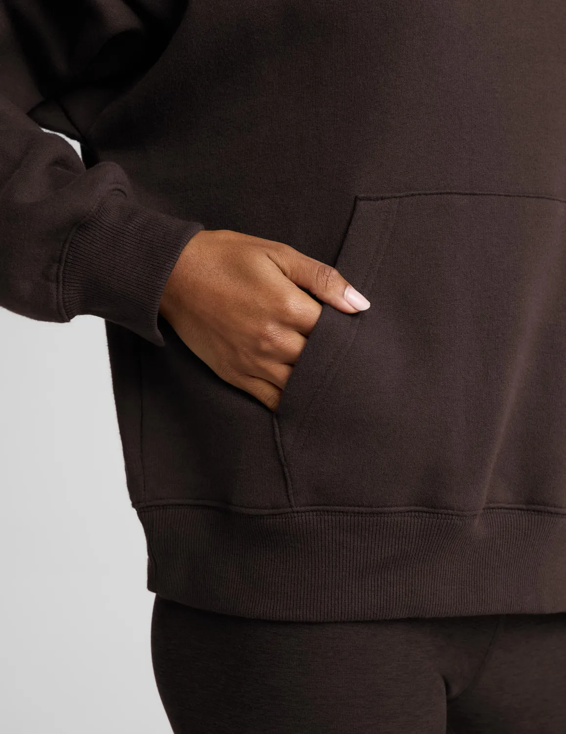 Beyond Yoga LuxeFleece 2.0 Hoodie hoodtröja Dark Chocolate bomull