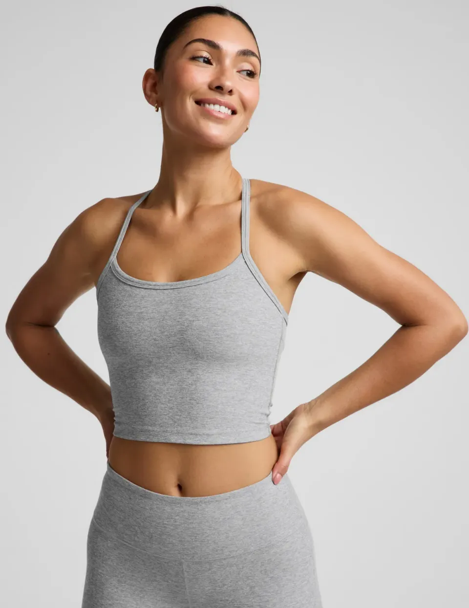 Beyond Yoga Spacedye Slim Racerback träningslinne Silver Mist croppad