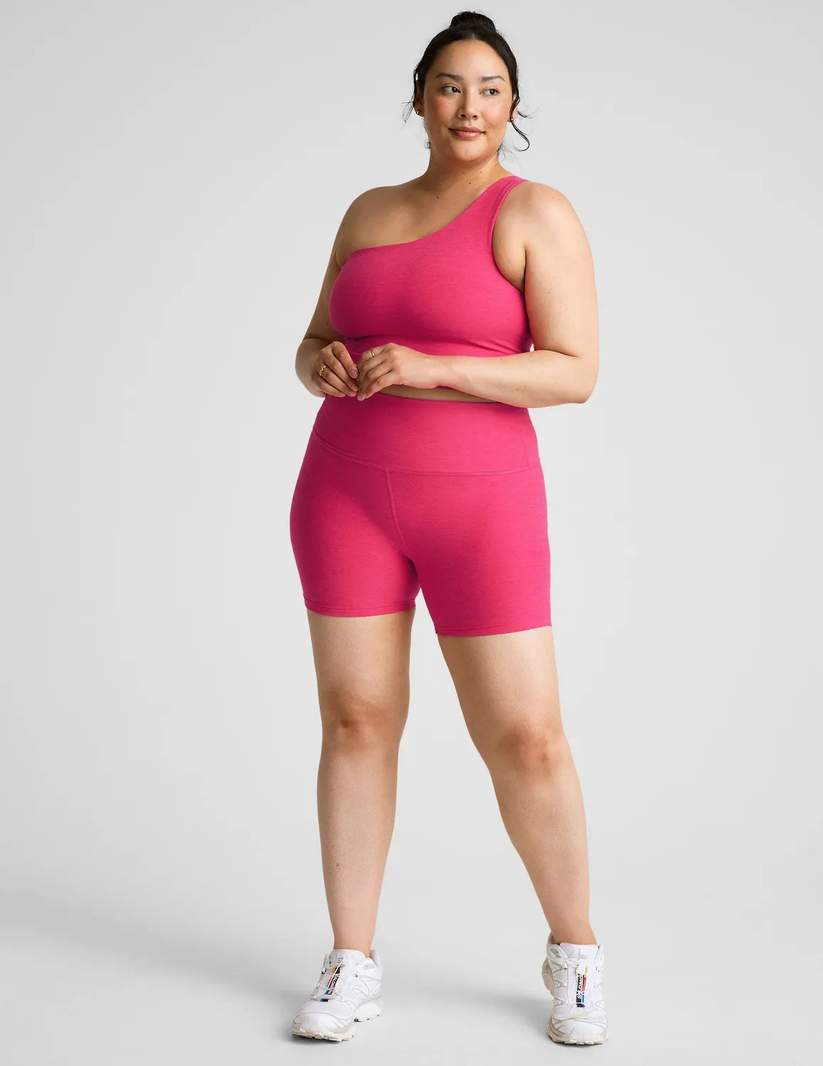 Beyond Yoga Spacedye Keep Pace 5" shorts Vivid Pink Heather