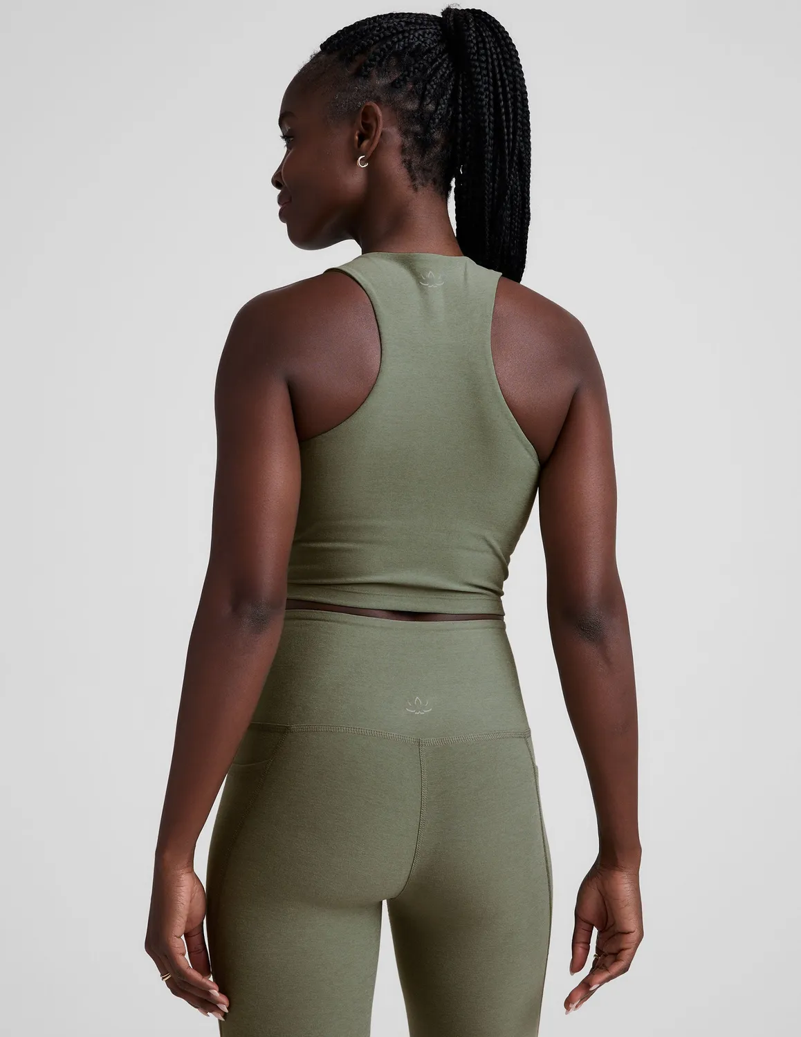 Beyond Yoga Spacedye Move Up Cropped Tank linne grå inbyggd BH