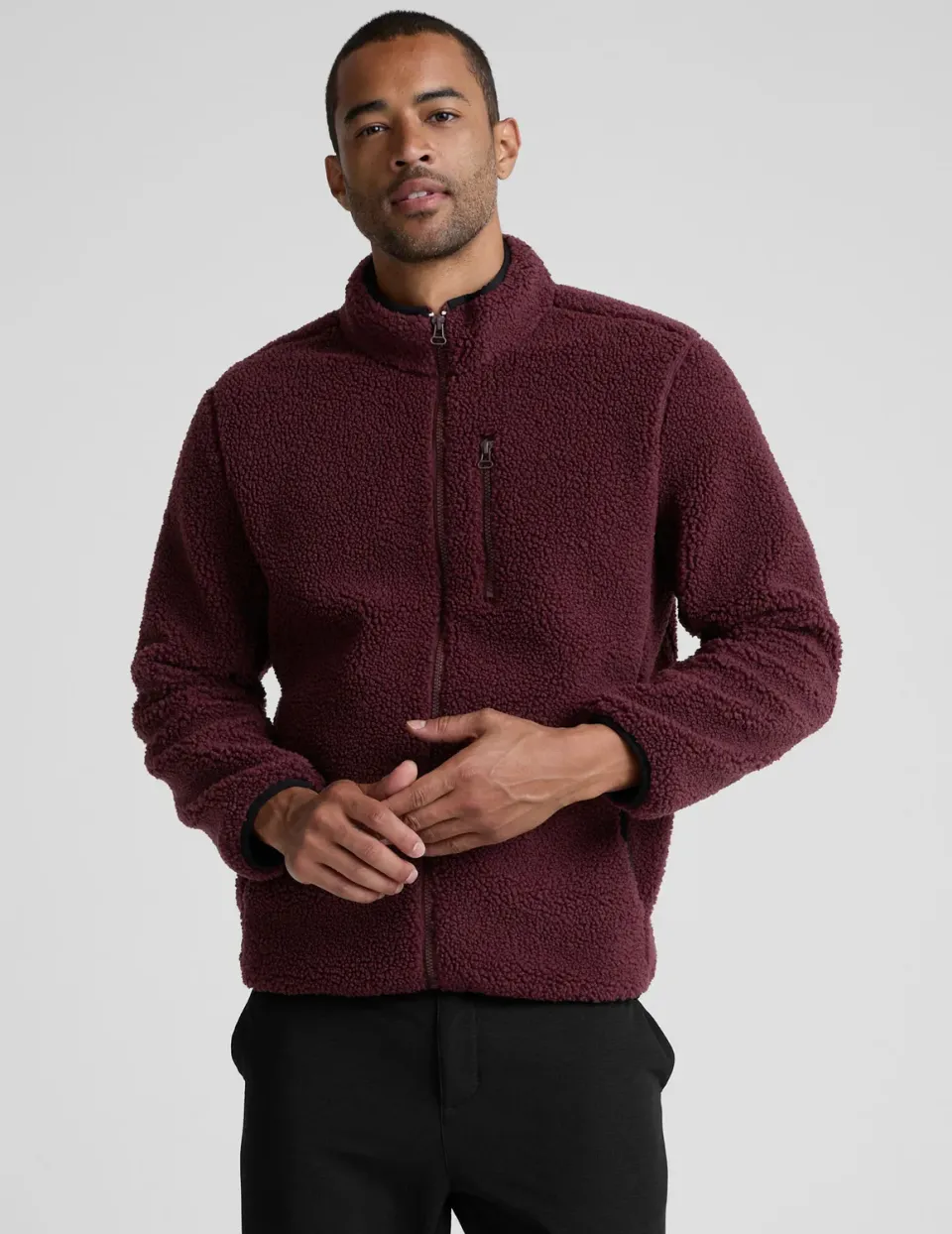 Beyond Yoga Boucle Fleece zipjacka Deep Maroon varm