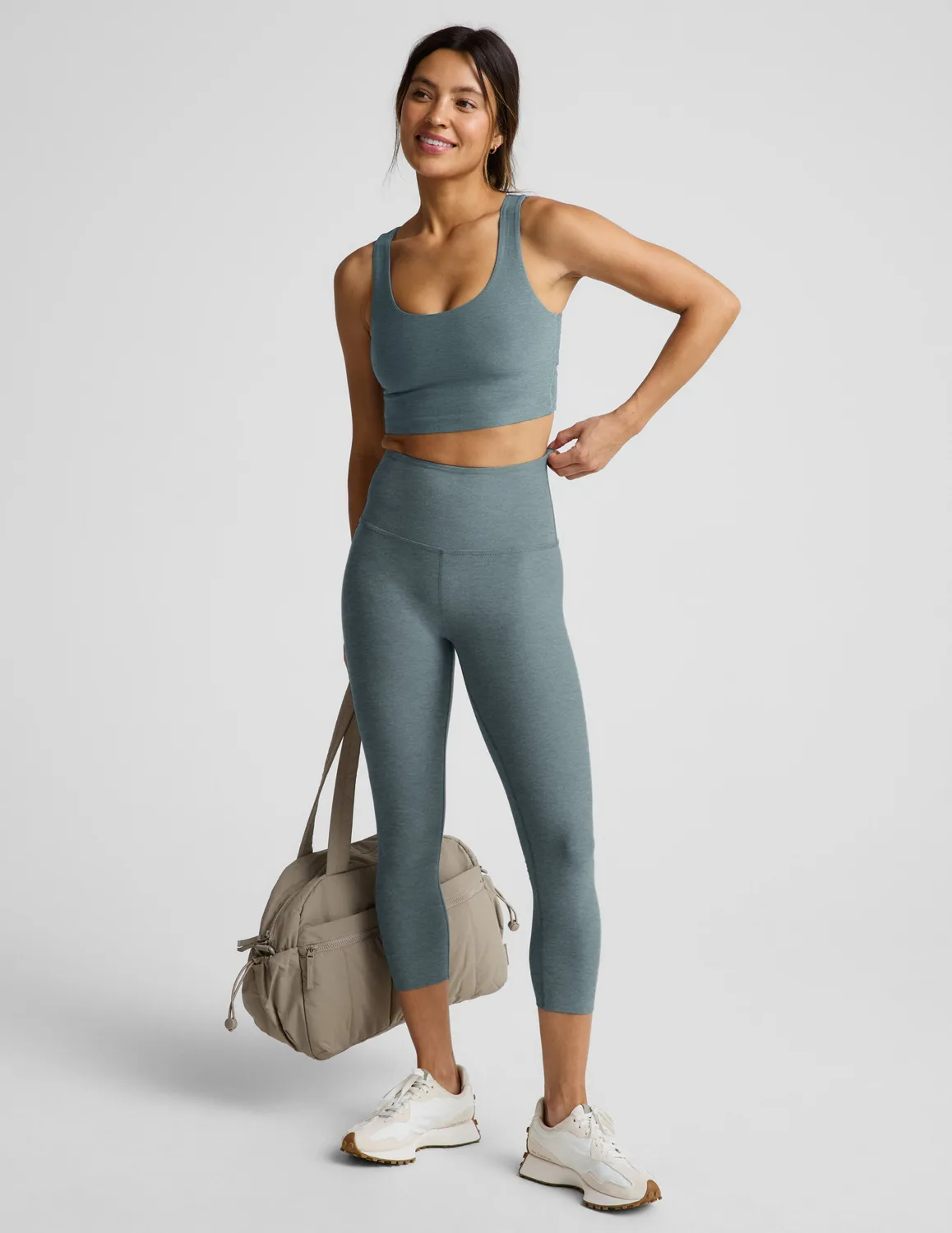 Beyond Yoga Spacedye Twister Cropped Tank linne Storm Heather bh