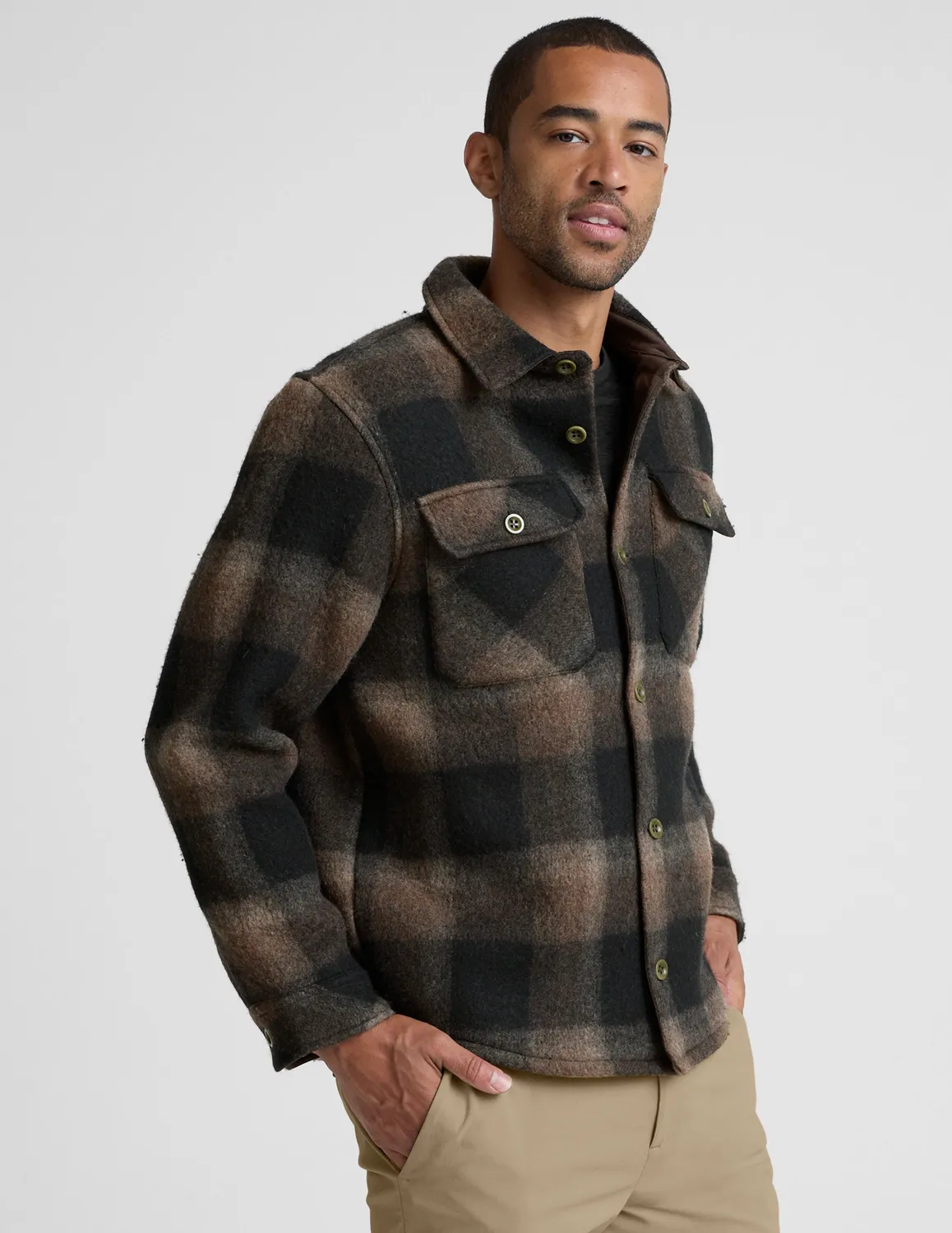 Beyond Yoga Plaid Wool Blend skjortjacka Midnight Plaid ull