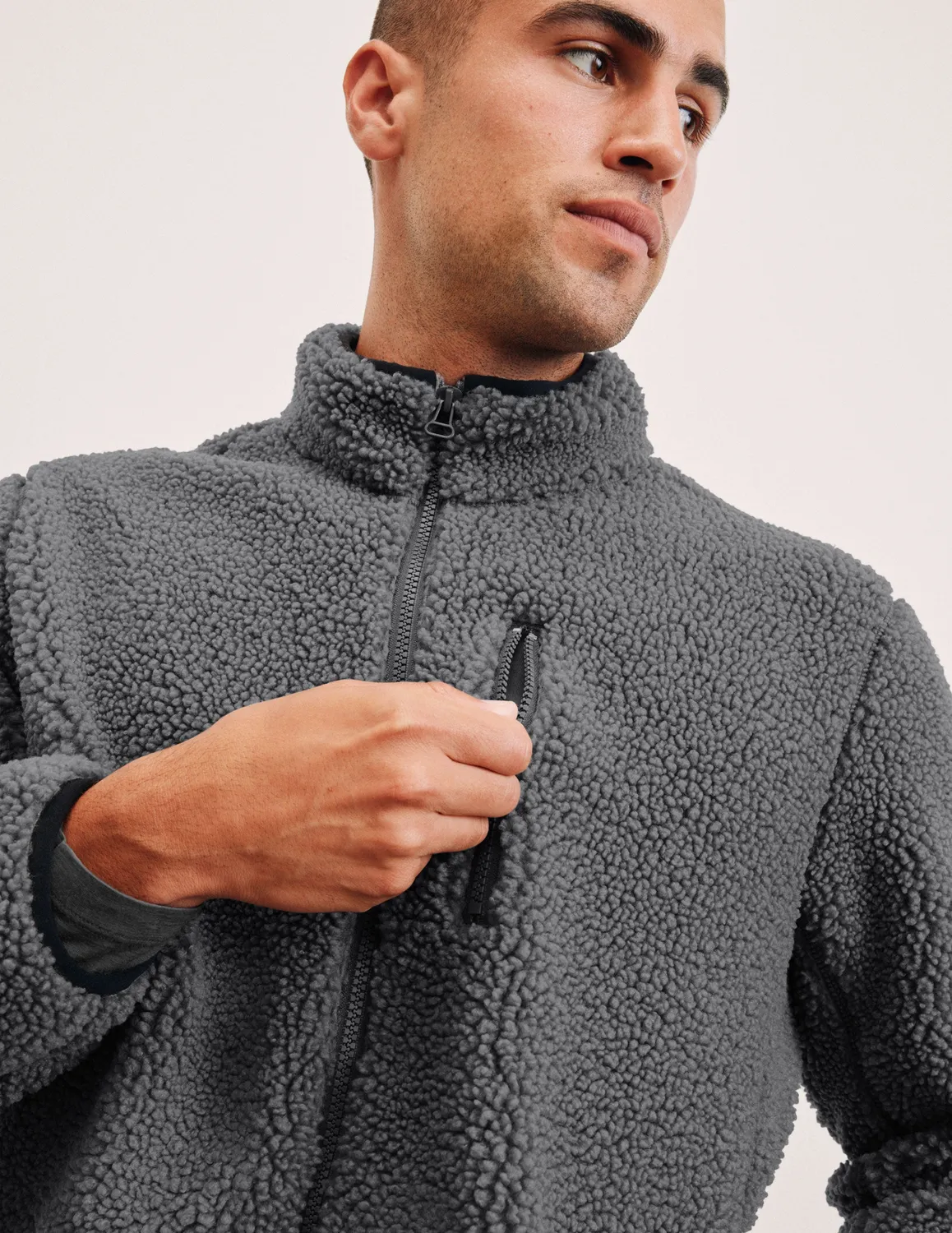 Beyond Yoga Boucle Fleece zipjacka Shadow Gray varm
