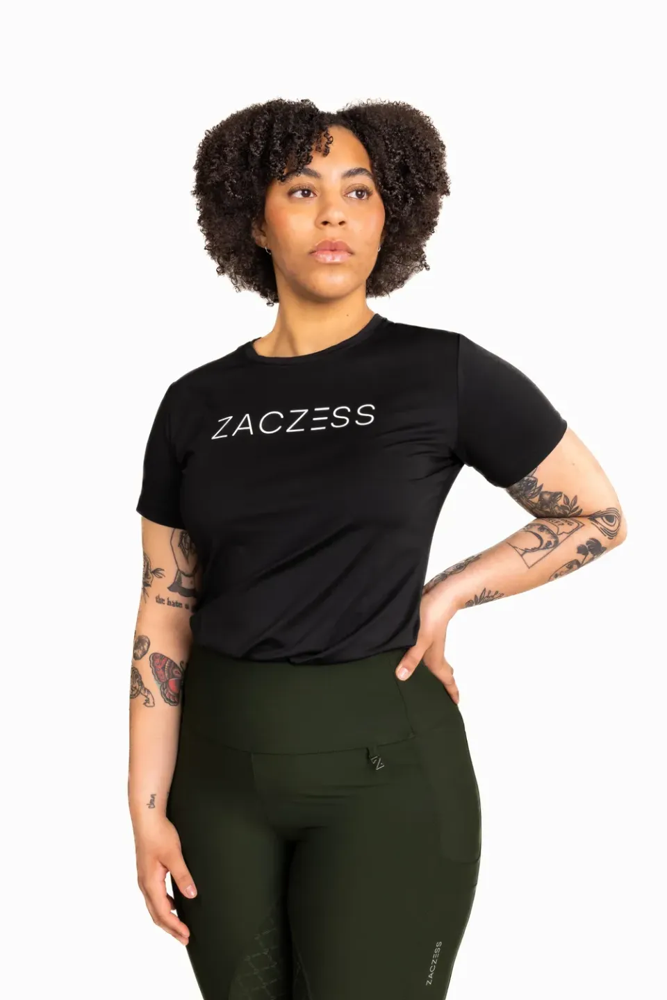 ZacZess Sofia Black t-shirt plus svartvit snabbtorkande