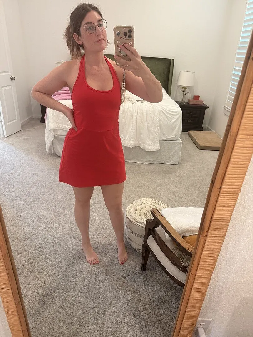 Beyond Yoga Spacedye Prep Halter Dress klänning vit mini