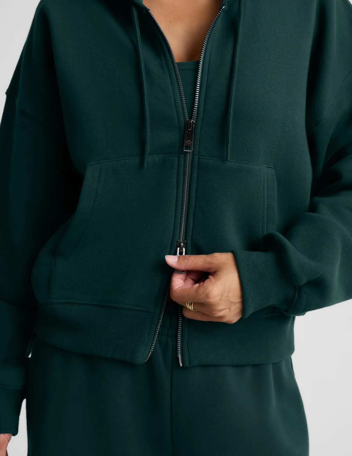 Beyond Yoga LuxeFleece 2.0 ziphoodie Dark Ivy bomull