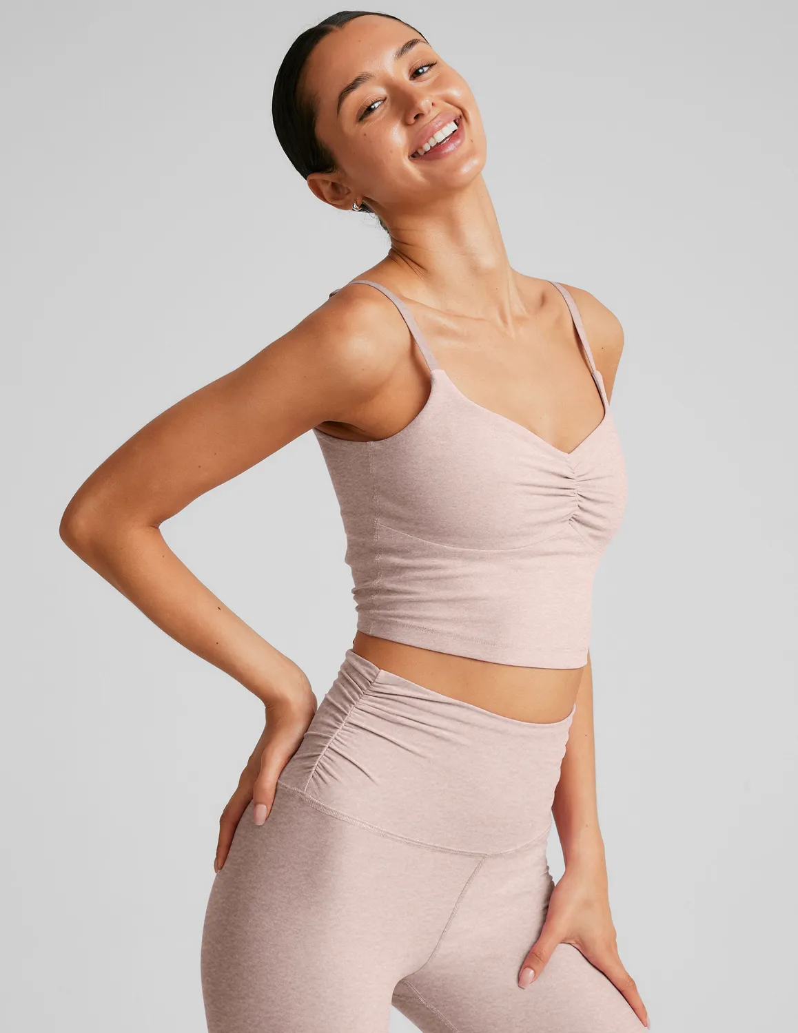 Beyond Yoga Spacedye Raise The Barre linne Chai med inbyggd bh