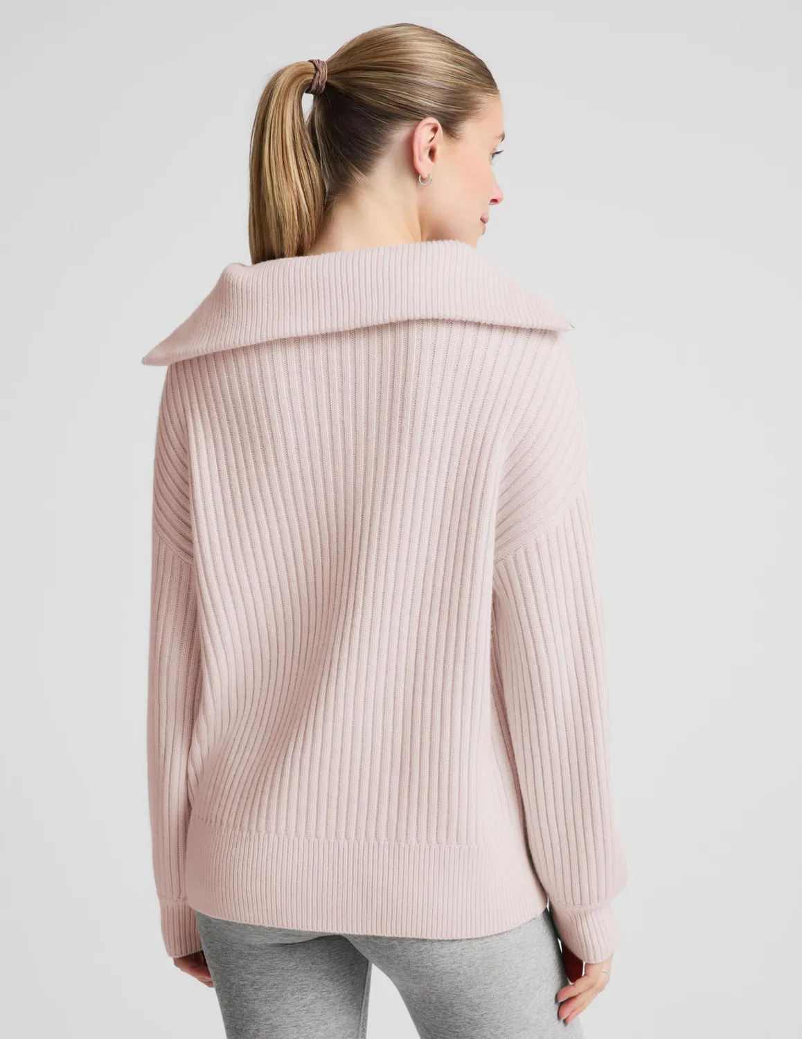 Beyond Yoga Wool Blend pullover soft orchid quarter zip relaxed